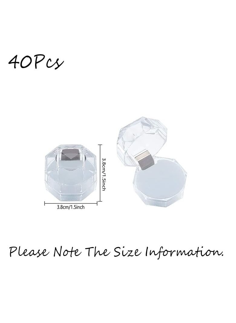 SYOSI - 40Pcs White Transparent Plastic Ring Boxes Crystal Earrings Jewelry Storage Boxes Display Organizer Case with Foam for Storing Rings Jewelry Earrings Wedding Proposal, 1.5×1.5 Inch - Image 1