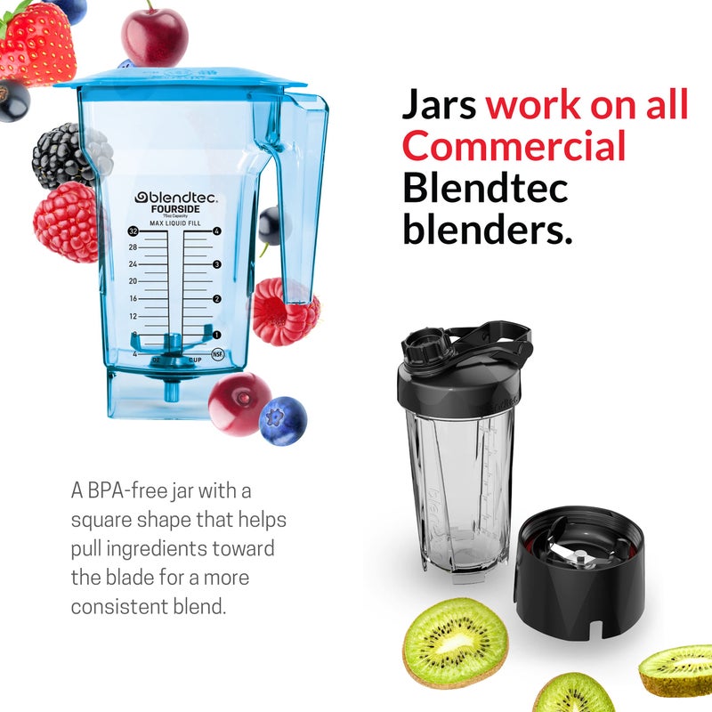 Blendtec Blendtec 75 oz FourSide Commercial Jar - Four-Sided Replacement Blender Jar - Compatible with Most Blendtec Blenders - 32 oz Blending Capacity - Blue  - Image 3