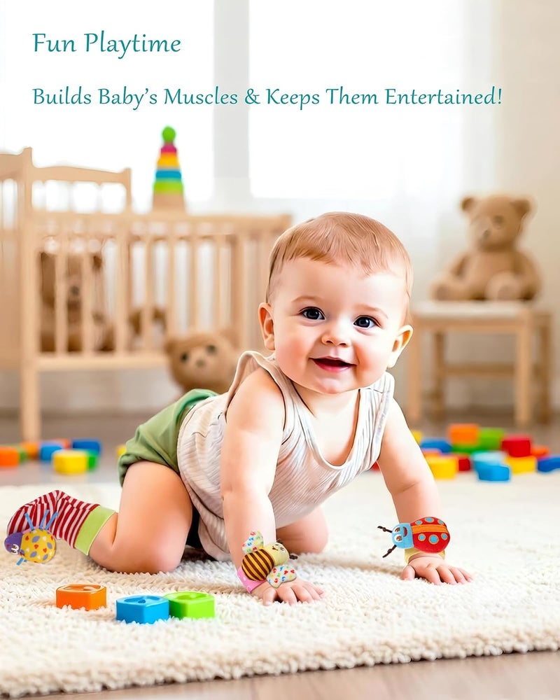 BLOOBLOOMAX Baby Einstein Toys Soft Rattle Foot Finder Socks Wrists Rattles Ankle Leg Feet Hand Arm Bracelet Activity Rattle Baby Shower Present Gift for Neborn Baby Infant Boy Girl Bebe-8pcs - Image 5