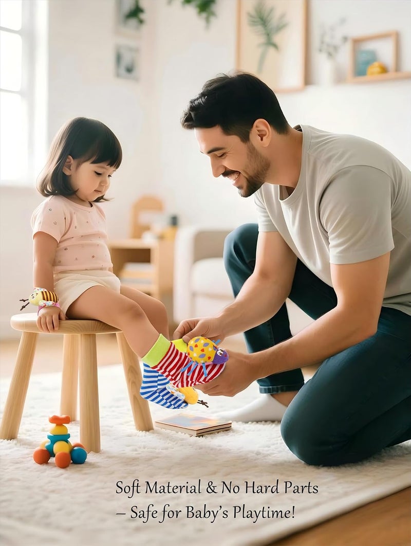 BLOOBLOOMAX Baby Einstein Toys Soft Rattle Foot Finder Socks Wrists Rattles Ankle Leg Feet Hand Arm Bracelet Activity Rattle Baby Shower Present Gift for Neborn Baby Infant Boy Girl Bebe-8pcs - Image 3