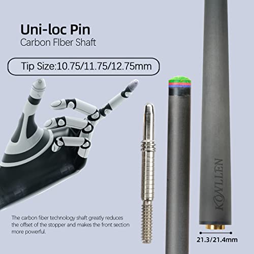 KONLLEN Carbon Fiber Pool Cue Single Shaft 38 8 Uniloc 105mm115mm125mm Low Deflection UltraSmooth Easy to Control Billiard Cue Stick Shaft 29 - Image 3