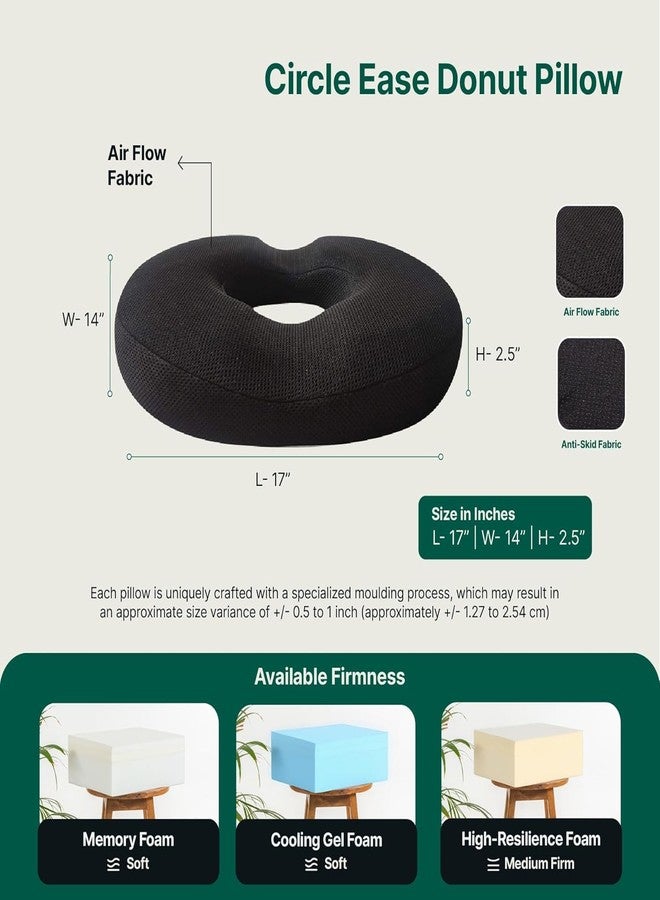 HAAD VAID Coccyx Seat Cushion for Tailbone Pain Relief – Donut Pillow for Hemorrhoids, Piles & Sciatica – Car & Office Chair Cushion – Medium Firm Memory Foam Orthopedic Ring Pillow - Image 2