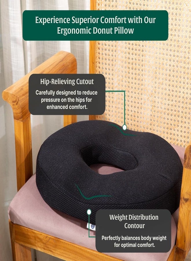 HAAD VAID Coccyx Seat Cushion for Tailbone Pain Relief – Donut Pillow for Hemorrhoids, Piles & Sciatica – Car & Office Chair Cushion – Medium Firm Memory Foam Orthopedic Ring Pillow - Image 3