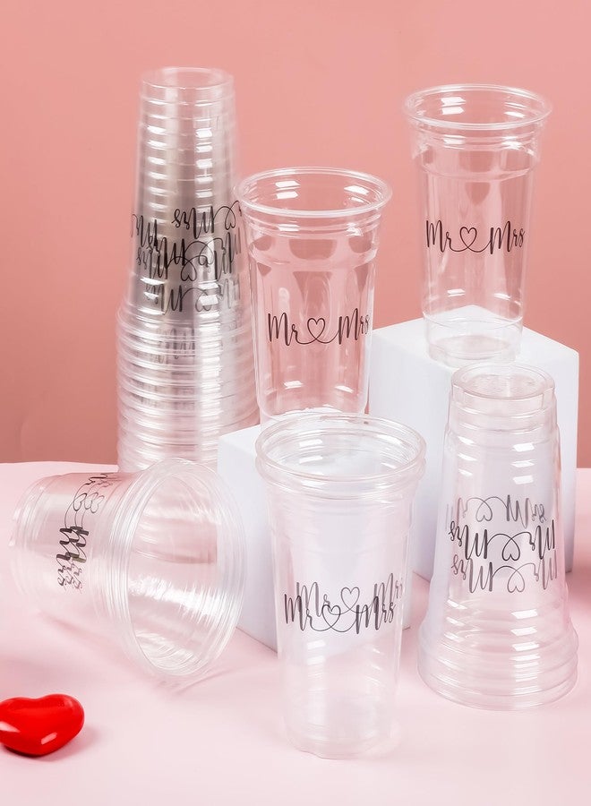 AimFun 50Pcs Mr and Mrs Plastic Cups Wedding Bridal Shower Disposable Party Cups Wedding Reception 12oz Clear Drinking Cup for Anniversary Birthday Party Supplies Decorations (50, Black) - Image 5
