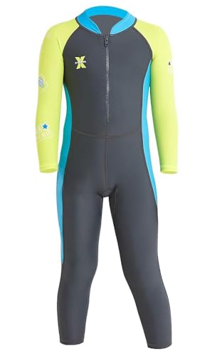 DIVE & SAIL DIVE&SAIL Boys Long Sleeve Swimsuit Rash Guard UPF 50+ UV Sun Protective Wetsuit Colorful Swimwear Swimming Suit Grey XXL - Image 1