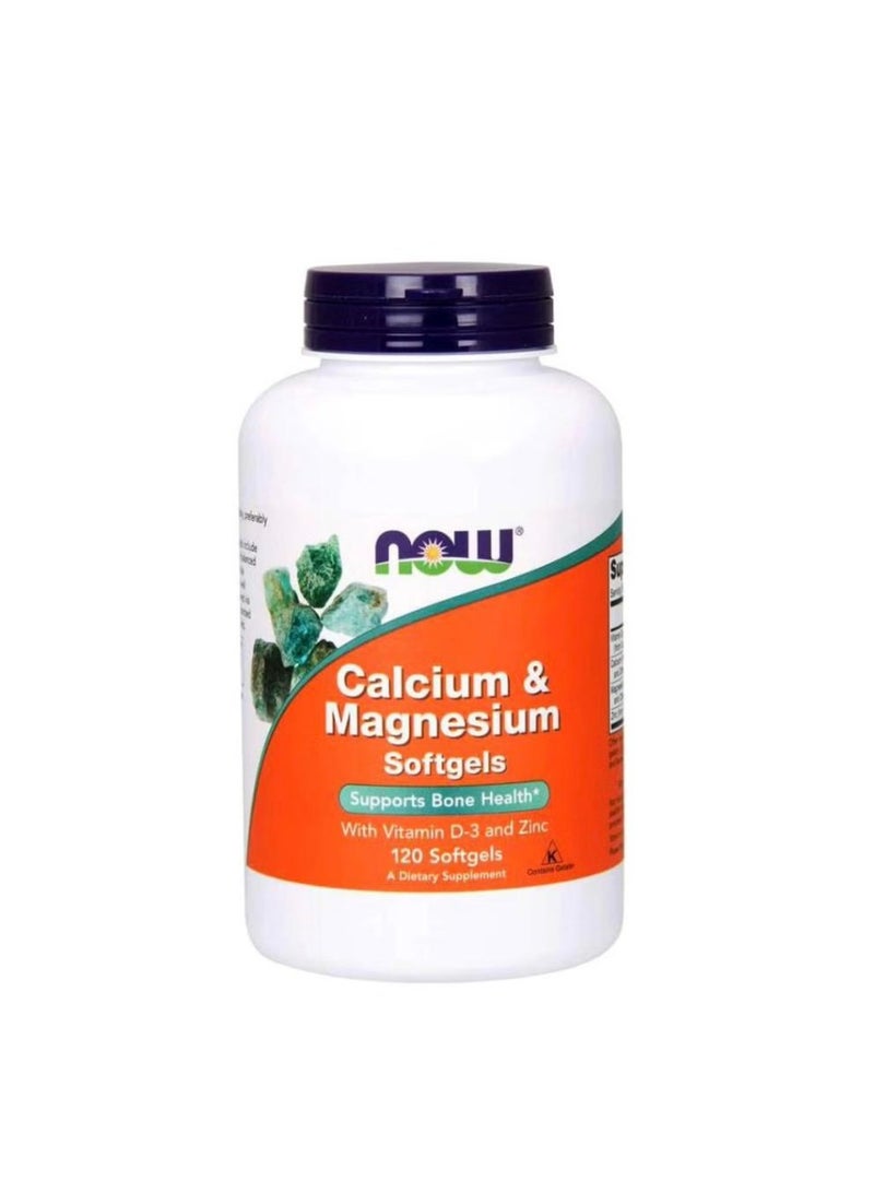 Now calcium &magnesium with vitamin d3 and zinc 120 soft gels