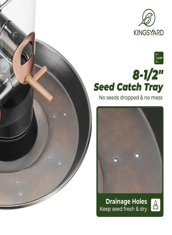 Kingsyard مغذيات طيور معدنية من Kingsyard للتعليق في الهواء الطلق، مغذي طيور من نوع Finch مع صينية قابلة للإزالة وقبة مقاومة للعوامل الجوية، سعة 2 رطل من البذور (نحاس عتيق) - Image 5