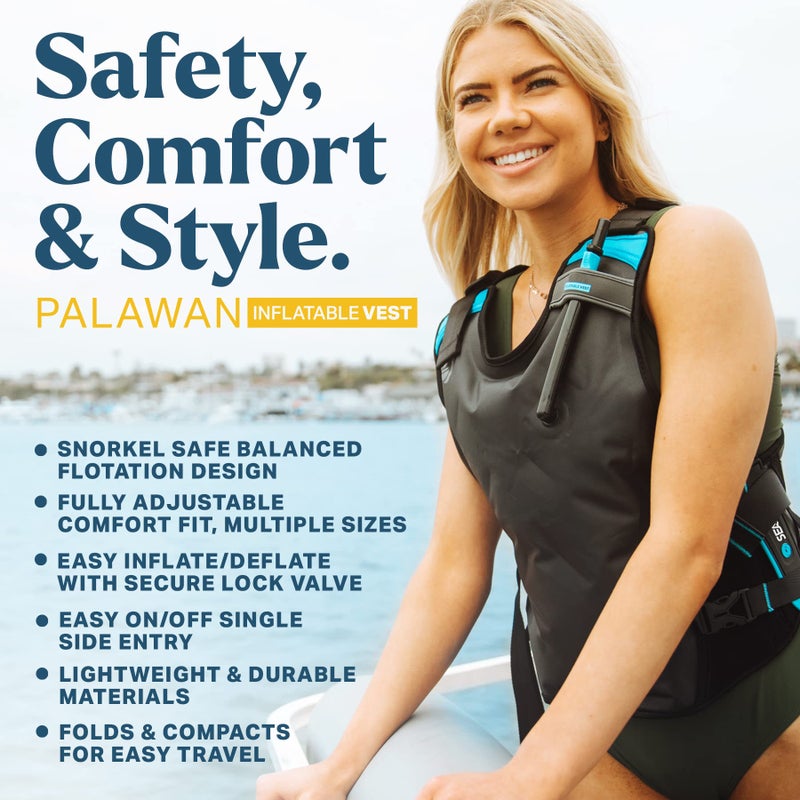 Seaview 180 Seaview Palawan Inflatable Snorkel Vest for Adults & Kids - Premium Snorkeling Vest for Low Impact Water Sports. Inflatable Swim Vest. Balanced Flotation, Secure Lock, and Comfort Fit. - Image 2