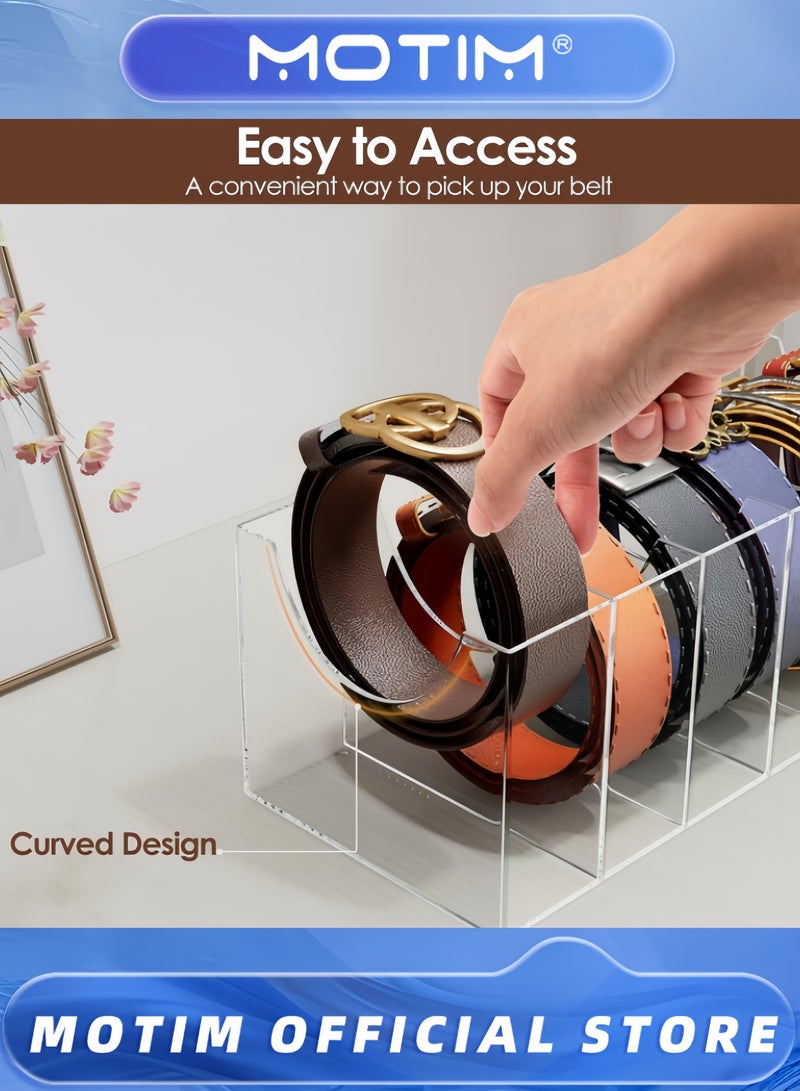 Motim 2 Pieces Belt Organizer Acrylic Belt Storage Holder 7 Compartments Display Case Belt Container Holder for Closet and Drawer  - Image 2