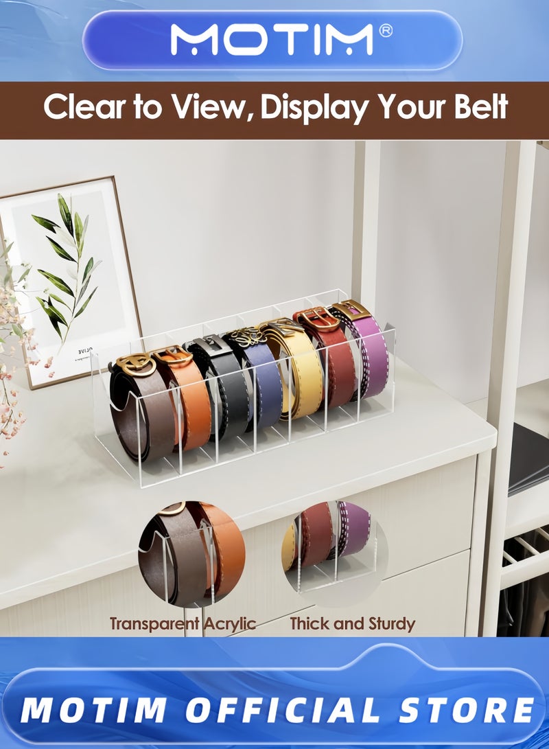 Motim 2 Pieces Belt Organizer Acrylic Belt Storage Holder 7 Compartments Display Case Belt Container Holder for Closet and Drawer  - Image 3