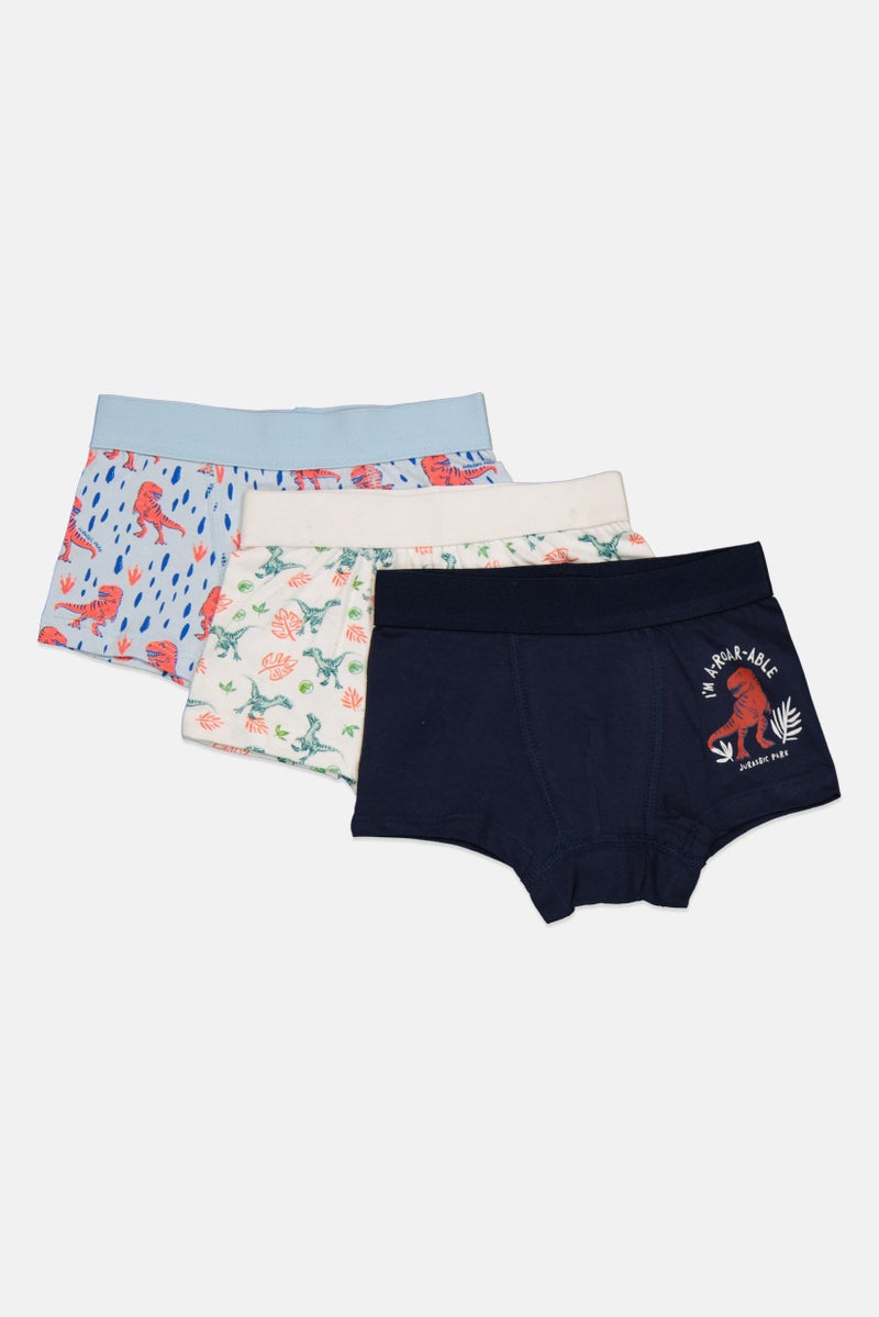 Jurassic Park Toddlers Boy 3 Pieces Allover Print Boxers, Multicolor - Image 1