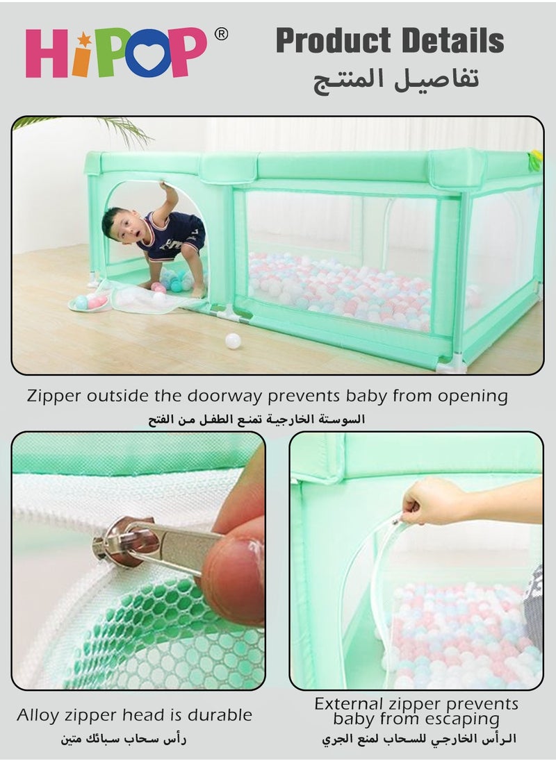 HIPOP - Baby Playpen 150*180cm,with Climbing Mat and 60 Sea Balls,Indoor Play Game Fence - Image 1