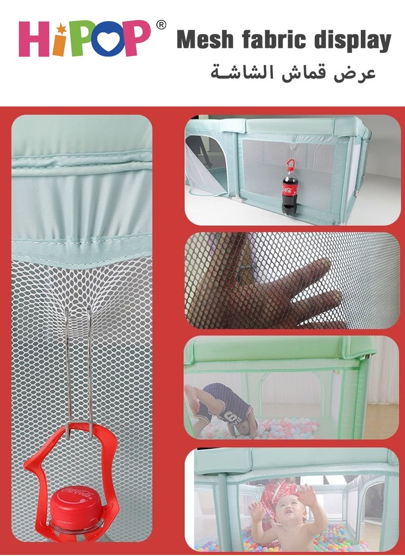 HIPOP - Baby Playpen 150*180cm,with Climbing Mat and 60 Sea Balls,Indoor Play Game Fence - Image 1