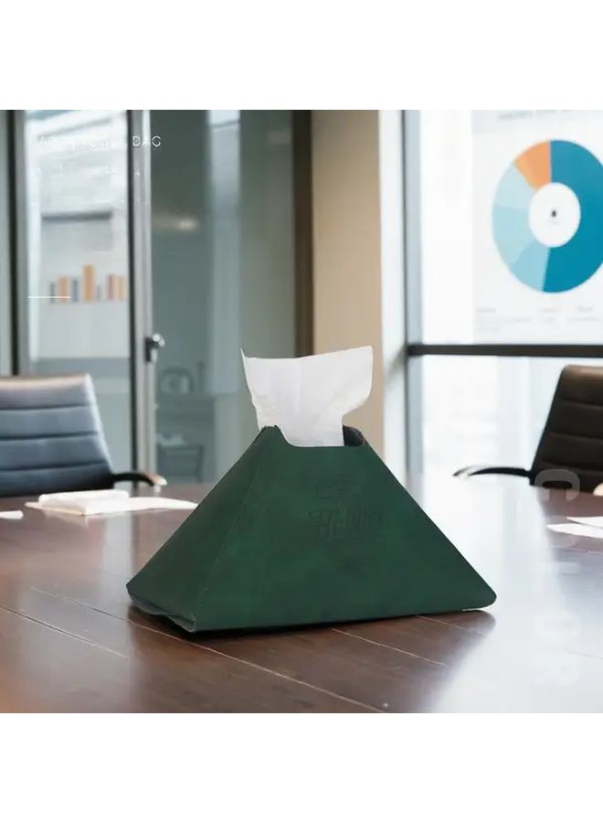 Brown PU Leather Tissue Box Napkin Holder With Faux Embossed Design For Office Home Table - Image 3