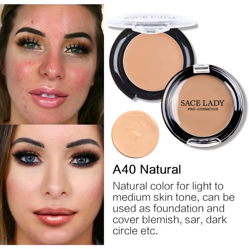 SACE LADY Waterproof Full Coverage Concealer With Primer Sponge Set, Smooth Matte Flawless Creamy Liquid Foundation Corrector Makeup Kit for Face Eye Dark Circles Spot Acne Scar Cover (0.2Fl, Natural) - Image 5