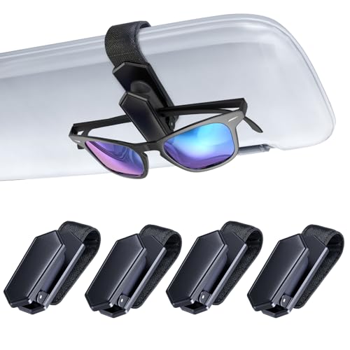Veharvim OneHandedOperation Sunglasses Holder for Car Visor Sunglass Holder Clip Car Accessories Interior Universal Fit Silicone Padded Visor Sunglass Holder Car Unmatched Durability