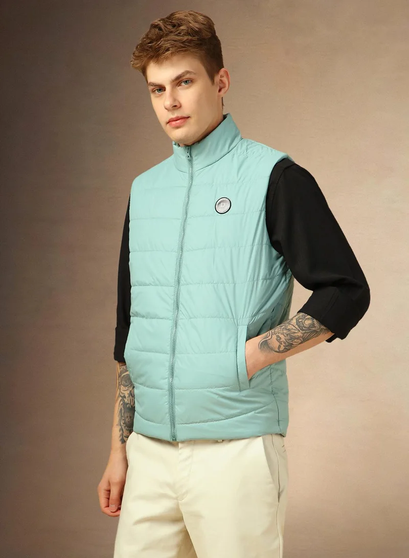 Dennis Lingo Men's Light Blue 100% Polyester Solid Regular Fit Jacket