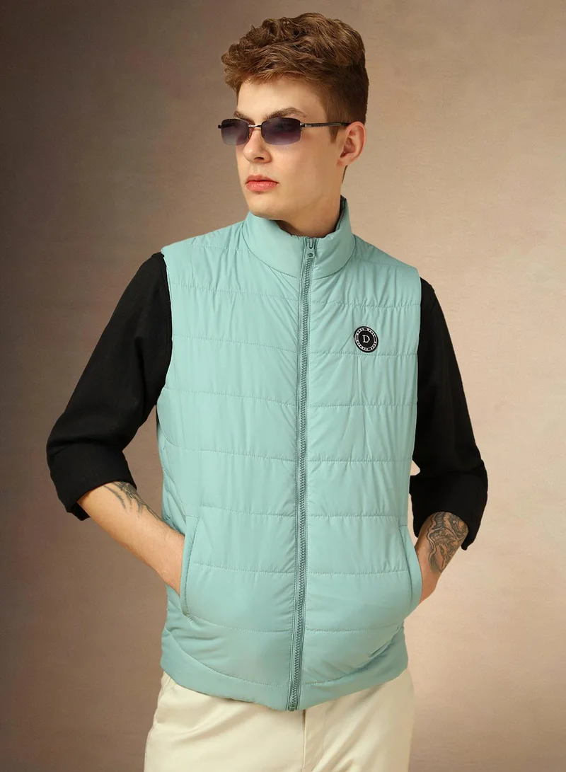 Dennis Lingo Men's Light Blue 100% Polyester Solid Regular Fit Jacket