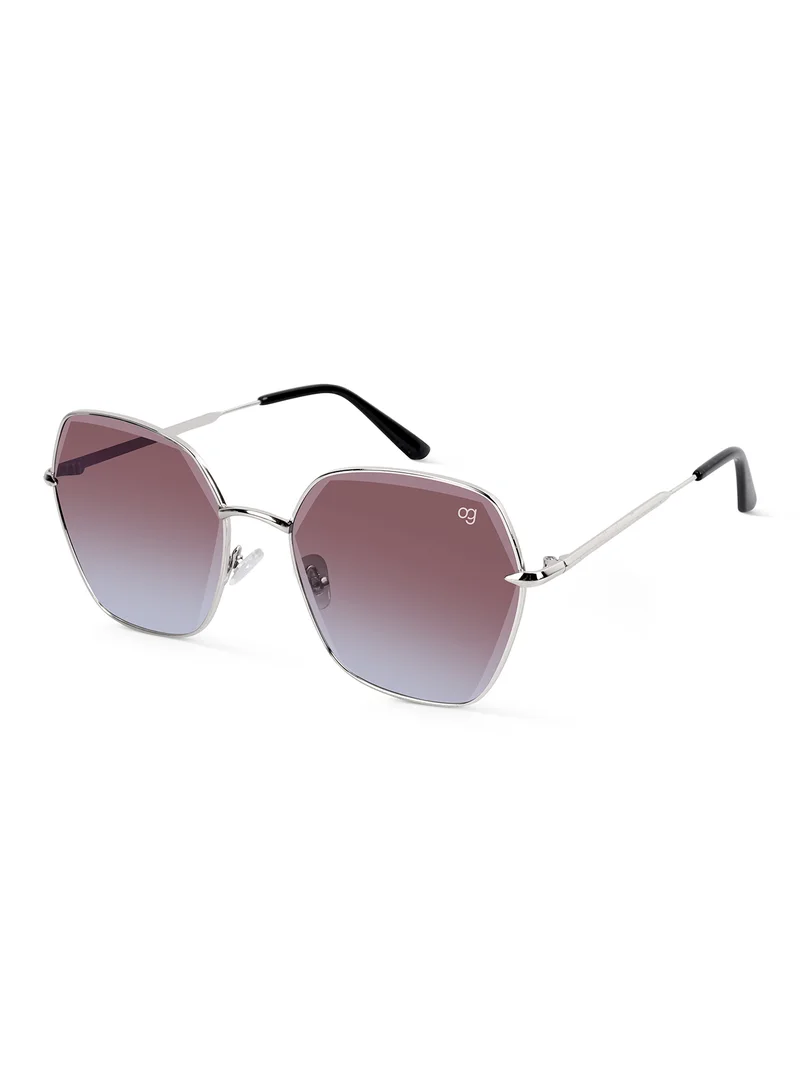 Woggles Latest & Stylish UV Protected Gradient Purple Hexagonal Sunglasses for Women