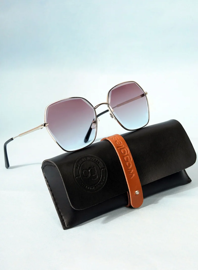 Woggles Latest &amp; Stylish UV Protected Gradient Purple Hexagonal Sunglasses for Women