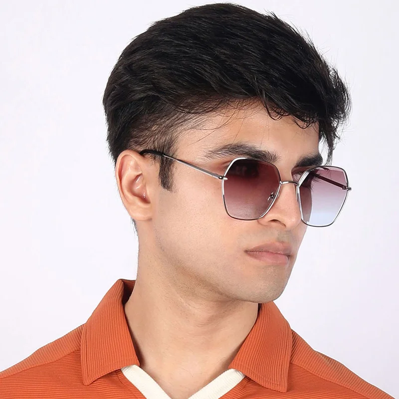 Woggles Latest &amp; Stylish UV Protected Gradient Purple Hexagonal Sunglasses for Women