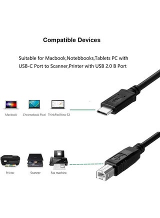 Type C Printer Cable Compatible with MacBook Pro MacBook Air M1 Mac Pro iMac Pro USB C to USB B Printer Scanner Cord for HP Canon Brother Epson Samsung Pantum 1.5 M - view 4