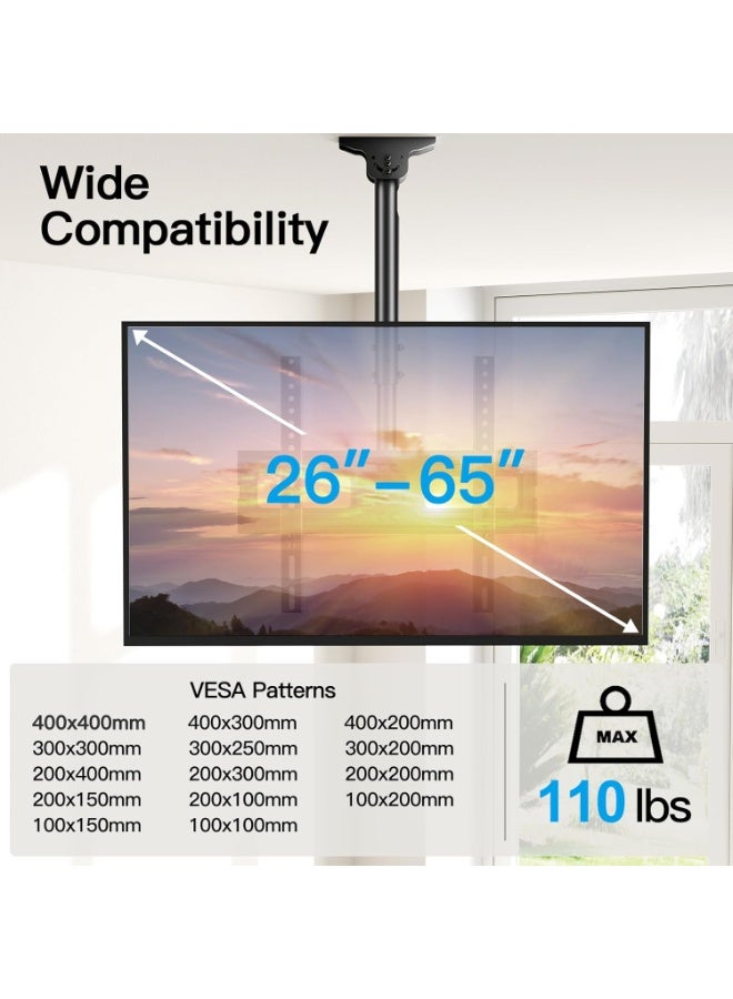 قاعدة تعليق تلفزيون سقفية بحركة كاملة – تناسب شاشات 26 إلى 55 بوصة LCD و LED و OLED، تتحمل حتى 99 رطل، قياس VESA 400x400 ملم - Image 5