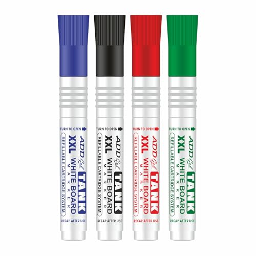 ADD Gel Tank Whiteboard Marker Set, Refillable, 10-Pack, Blue/Black/Red/Green - Image 1