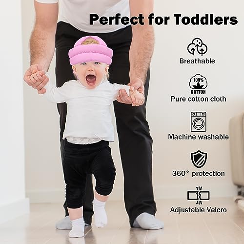 REFLYAWAY Baby Head Protector Baby Helmet for Crawling Walking, No Bumps Safety Head Adjustable Protective Cap for Walking, Playing (Pink) - Image 3