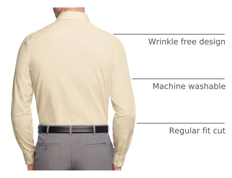 Van Heusen قميص رسمي للرجال من فان هيوزن بتصميم عادي من البوبلين بلون الليمون، مقاس 16" للرقبة و32"-33" للأكمام - Image 4