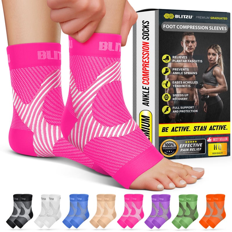 Compression Socks for Plantar Fasciitis Achilles Tendonitis Arthritis Relief Ankle Brace Compression Sleeve with Foot Arch Support Ankle Wrap for Women Men Swelling Heel Pain Pink SM