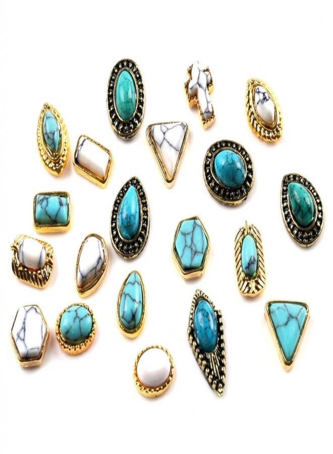 SIXAOAZZ 50 PCS Turquoise Nail Ornaments 3D Nail Art Supplies Accessories Western Retro for Nail Art DIY, Small, Blue - Image 1