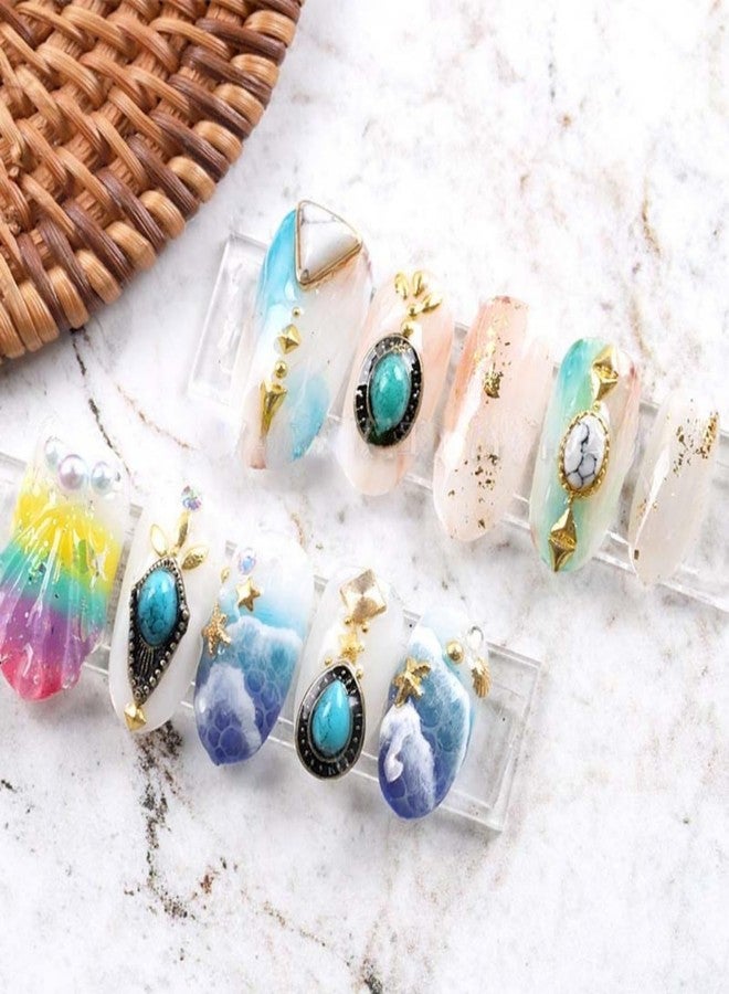 SIXAOAZZ 50 PCS Turquoise Nail Ornaments 3D Nail Art Supplies Accessories Western Retro for Nail Art DIY, Small, Blue - Image 5
