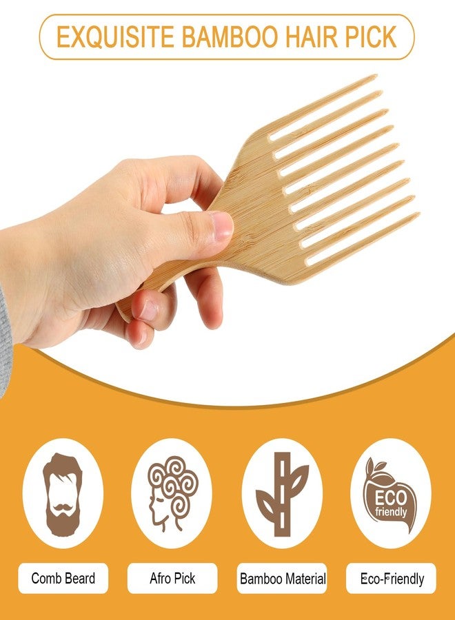 SIMPOR 2PCS Bamboo Hair Pick for Afro Wide Tooth, Anti Static Afro Pick Wooden Comb, Hair Detangling Comb for Curly Styling Women Men - Image 3