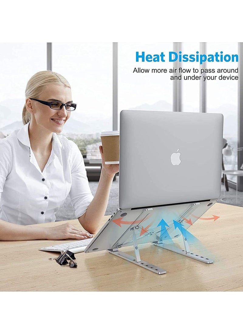 ELTRAZONE Adjustable Laptop Stand, Portable Aluminium Laptop Riser Laptop Holder for Desk, Foldable Ventilated Cooling Computer Support Stand for Apple MacBook Pro/Air, HP, Sony, Dell, More 10-15.6” - Image 1