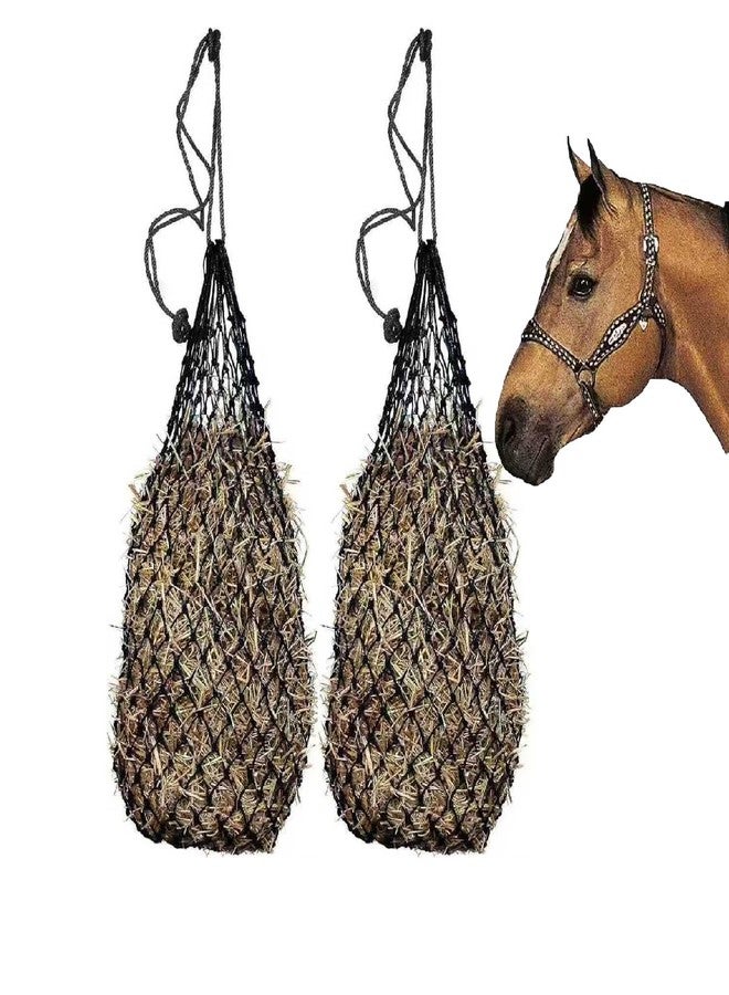 Palhyte 2 Pcs Ultra Slow Feed 1.5"x1.5" Holes 40” Hay Net, Durable Slow Feeder Hay Nets for Horses Goat Feed(Black - Image 1
