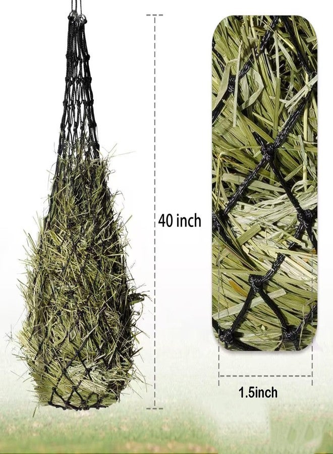 Palhyte 2 Pcs Ultra Slow Feed 1.5"x1.5" Holes 40” Hay Net, Durable Slow Feeder Hay Nets for Horses Goat Feed(Black - Image 3