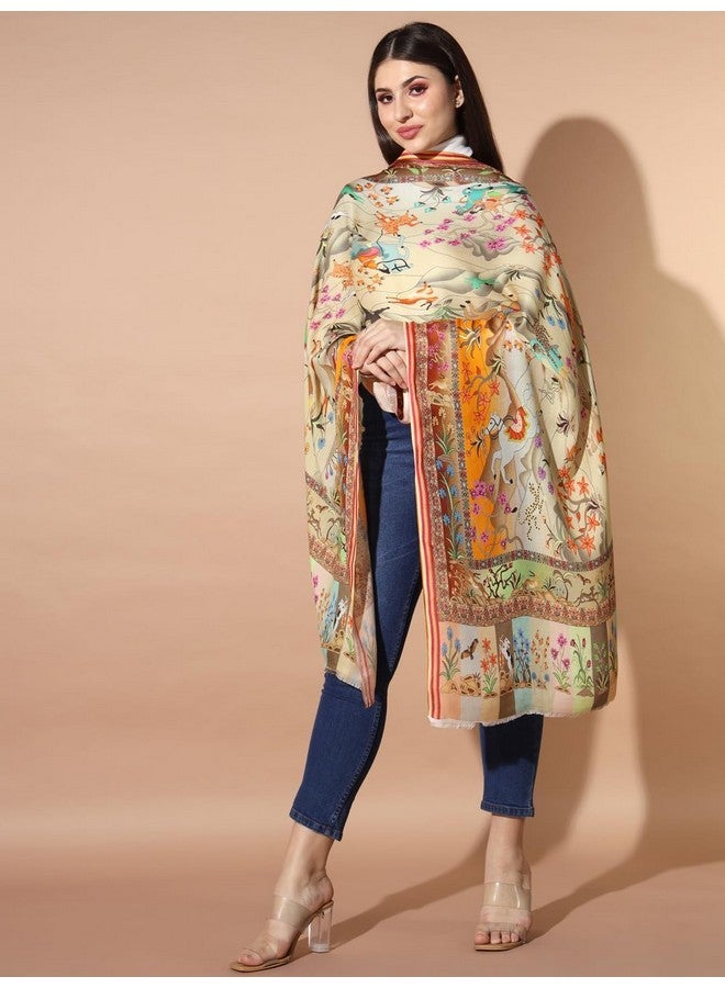 Pashmoda Women Chaman Multicoloured Printed Stole (Size : 71X203 CM) - Image 3
