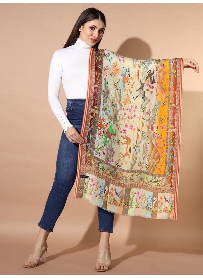 Pashmoda Women Chaman Multicoloured Printed Stole (Size : 71X203 CM) - Image 5
