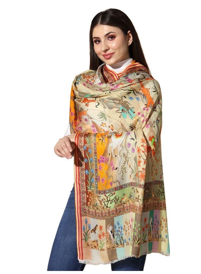 Pashmoda Women Chaman Multicoloured Printed Stole (Size : 71X203 CM) - Image 1