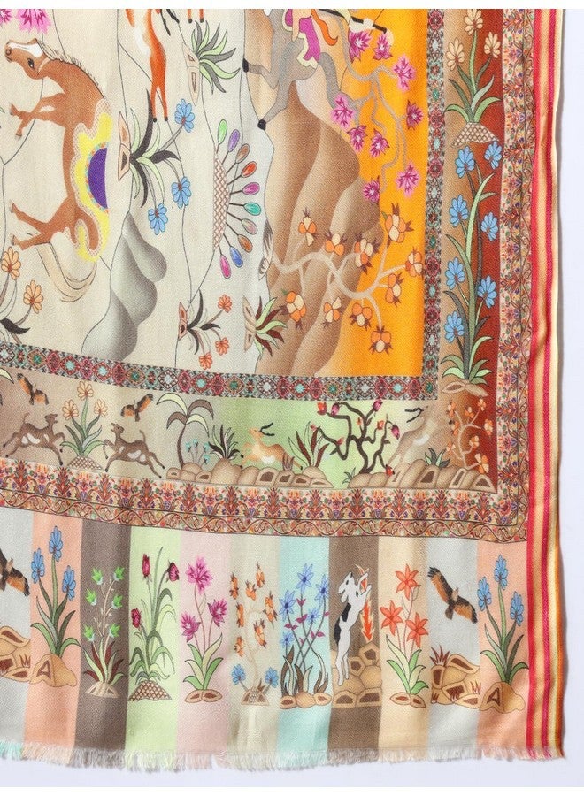 Pashmoda Women Chaman Multicoloured Printed Stole (Size : 71X203 CM) - Image 4