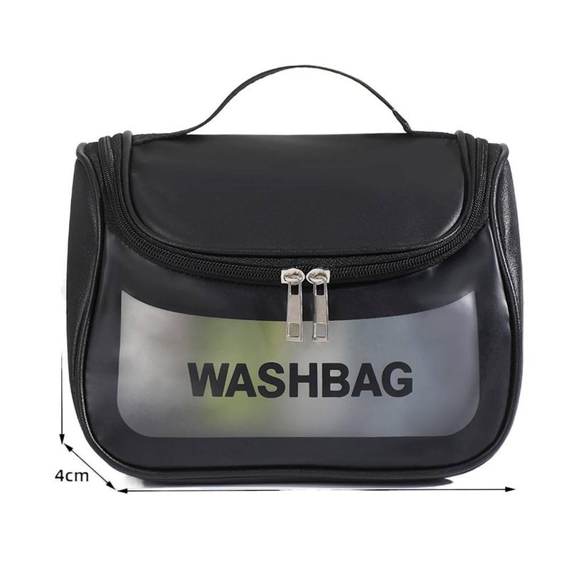 Large Capacity Makeup Bag for cosmetics and Travel with Cosmetic Organizer Storage and Large Capacity Pouch in Black in Clear - Image 1