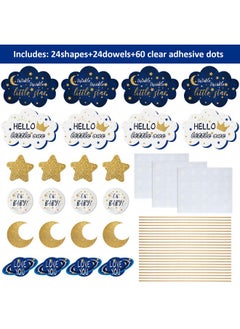 BOAO 24 Pcs Twinkle Small Star Centerpiece Sticks for Baby Shower Star Party Table Toppers Birthday Party Decoration Moon Decoration Glitter Star Centerpieces Birthday Party Supplies  - Image 3