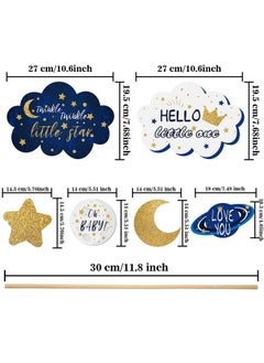 BOAO 24 Pcs Twinkle Small Star Centerpiece Sticks for Baby Shower Star Party Table Toppers Birthday Party Decoration Moon Decoration Glitter Star Centerpieces Birthday Party Supplies  - Image 2