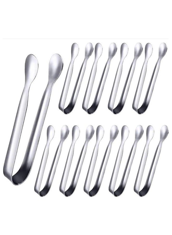 GUSGU 10pcs Mini Ice Tongs Sugar Tongs, Stainless Steel Small Serving Tongs, Appetizers Tongs for Coffee Tea Sugar Candy Ice Cube Party Bar Kitchen 10.5cm - Image 1