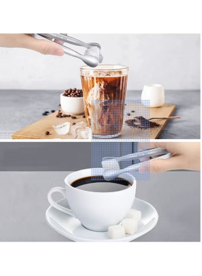 GUSGU 10pcs Mini Ice Tongs Sugar Tongs, Stainless Steel Small Serving Tongs, Appetizers Tongs for Coffee Tea Sugar Candy Ice Cube Party Bar Kitchen 10.5cm - Image 3