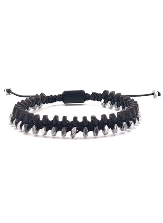 Handmade Adjustable Beaded Knitted Bracelet for Men with Black Cord and Silver/Black Hematite, Adjustable Macrame Tying - pzsku/Z00865808BD7B6C2B9DB4Z/45/_/1736495963/a38d7465-18bc-434d-8457-423561cb3b7e