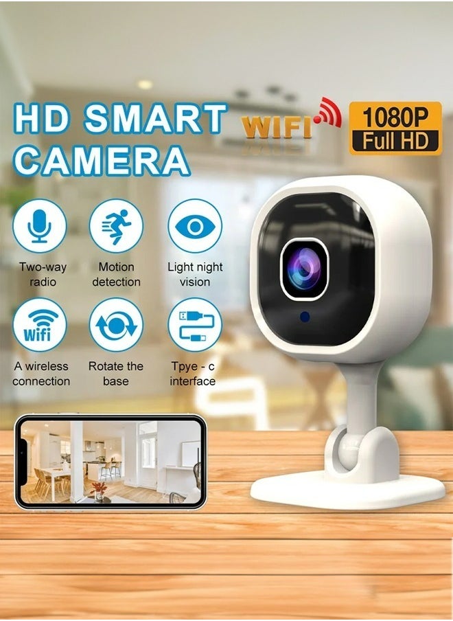 Indoor Surveillance Camera, 1080p HD Video, Live Transmission Mobile Phone App, WiFi Camera, Baby Monitor with Camera, Continuous Power Supply, Two-Way Audio, Motion Sensor, Night Vision