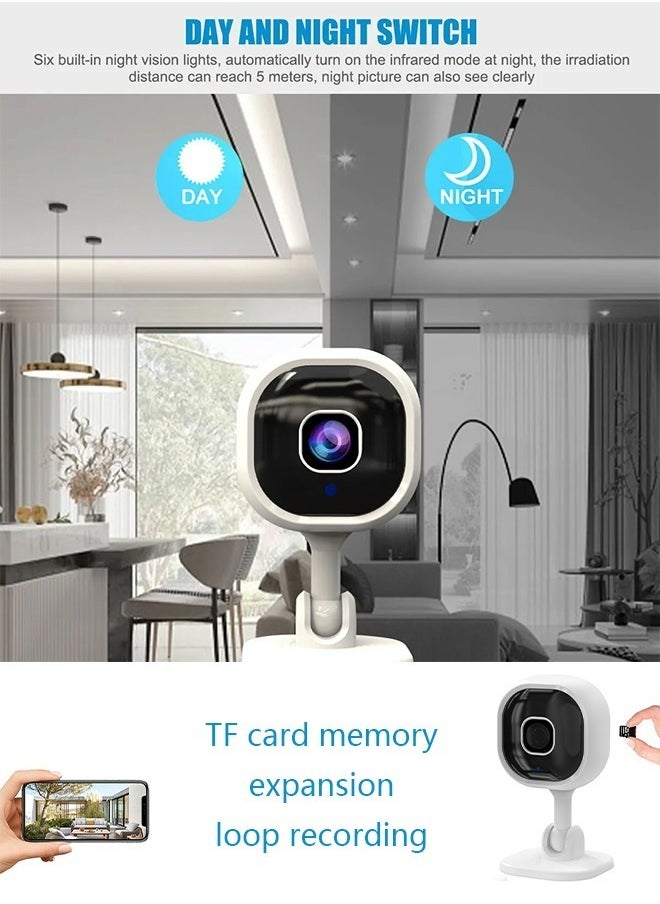 Indoor Surveillance Camera, 1080p HD Video, Live Transmission Mobile Phone App, WiFi Camera, Baby Monitor with Camera, Continuous Power Supply, Two-Way Audio, Motion Sensor, Night Vision