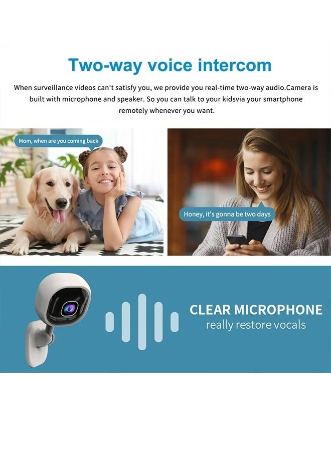 Indoor Surveillance Camera, 1080p HD Video, Live Transmission Mobile Phone App, WiFi Camera, Baby Monitor with Camera, Continuous Power Supply, Two-Way Audio, Motion Sensor, Night Vision